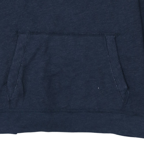 Hollister Men's Blue Pullover Hoodie L Logo Fleece Sweatshirt