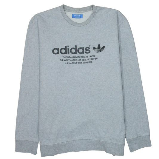 Adidas Men's Grey XL Crew Neck Sweatshirt Pullover Logo Fleece