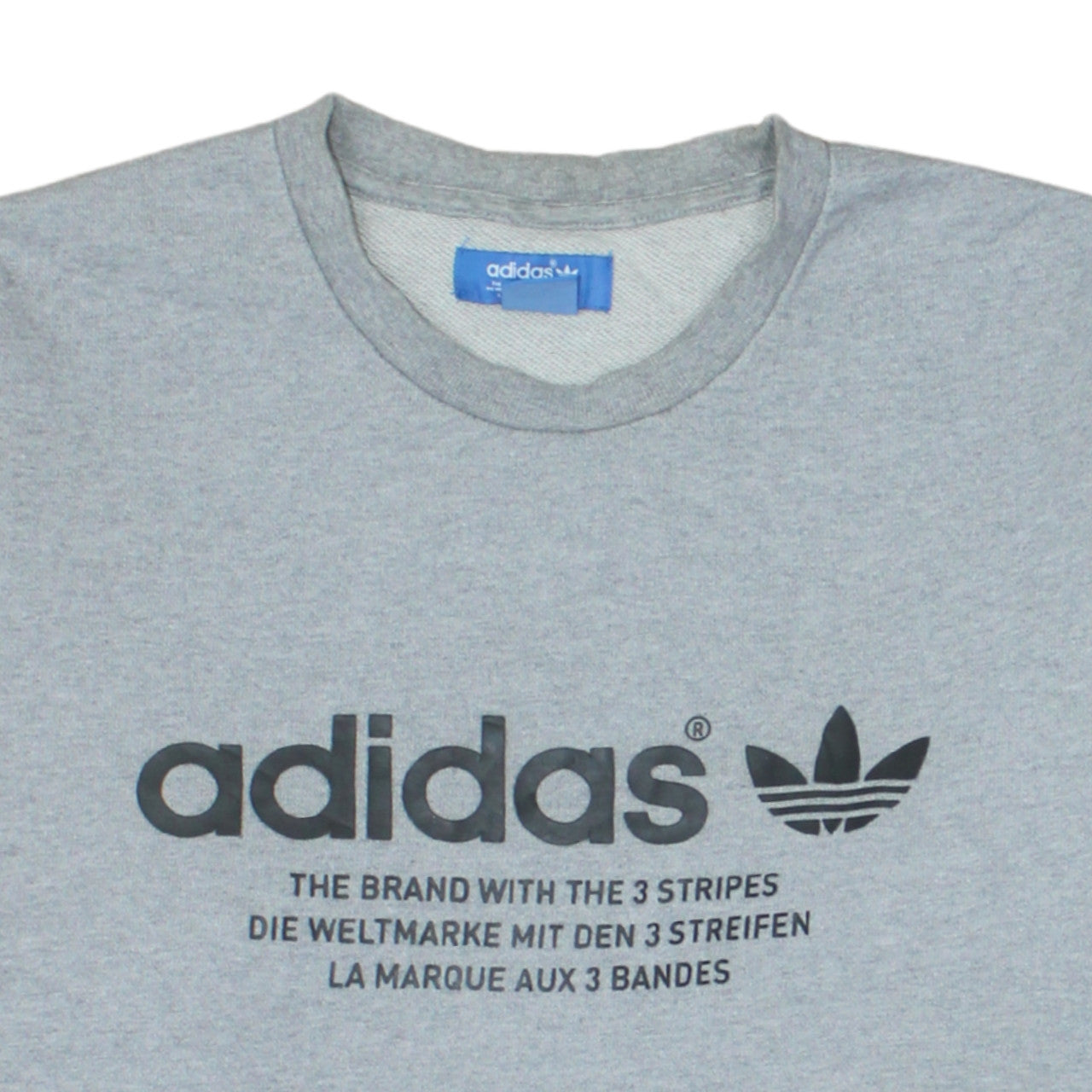 Adidas Men's Grey XL Crew Neck Sweatshirt Pullover Logo Fleece