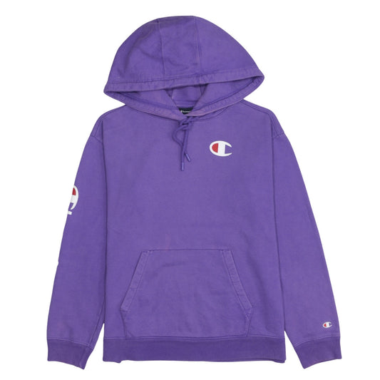 Champion Women Purple Small Pullover Hoodie Cotton Logo Casual