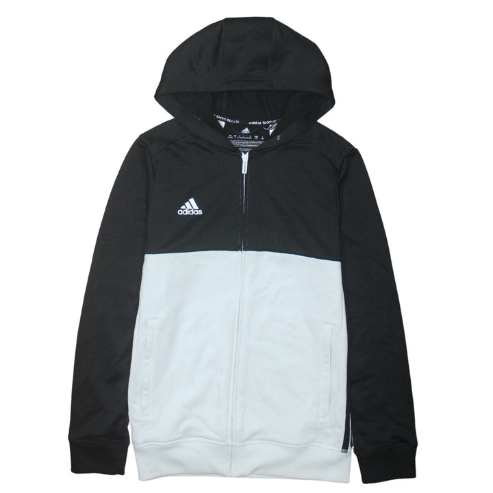 Adidas Boys Black Full Zip Hoodie 13-14 Years Colourblock Sportswear
