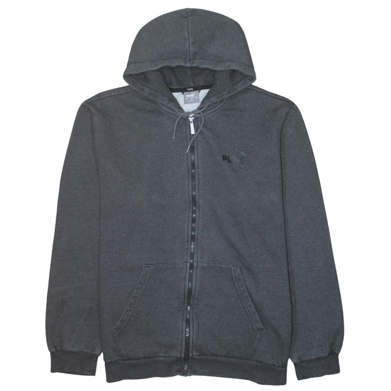 Puma Men’s Grey Full Zip Hoodie 2XL Regular Fit Fleece Sweatshirt