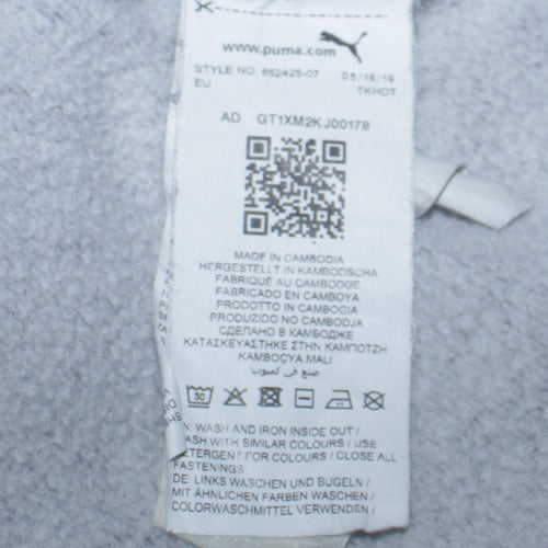 Puma Men’s Grey Full Zip Hoodie 2XL Regular Fit Fleece Sweatshirt