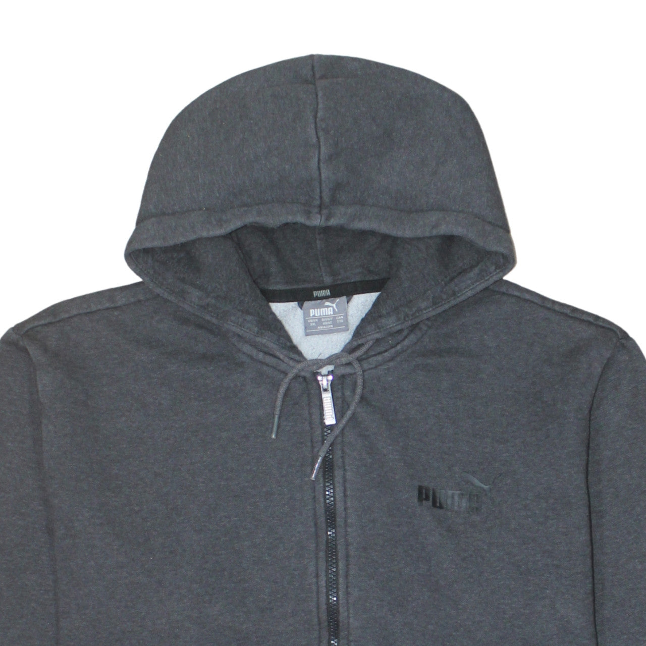 Puma Men’s Grey Full Zip Hoodie 2XL Regular Fit Fleece Sweatshirt