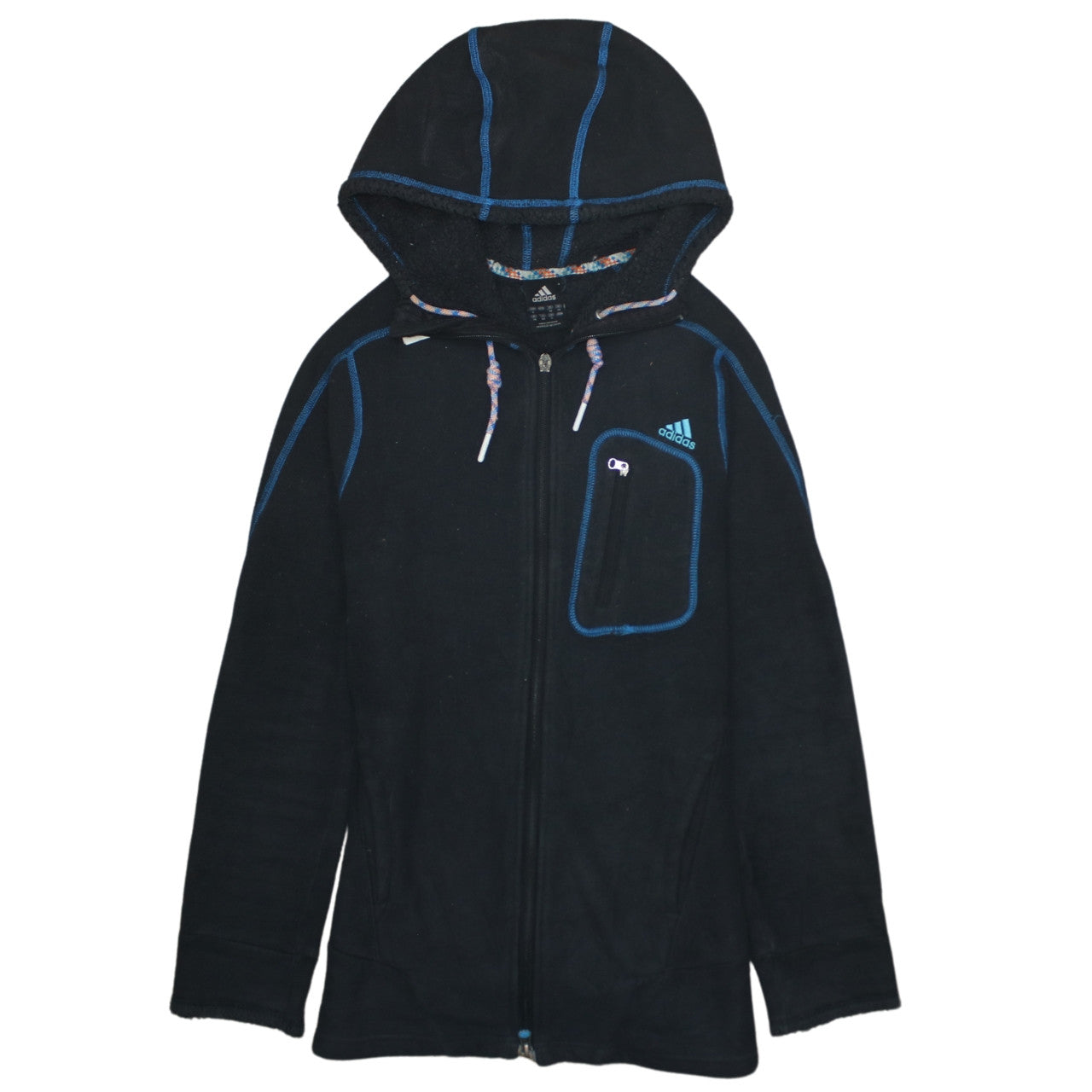 Adidas Women's Black Full Zip Hooded Fleece Jacket Size S