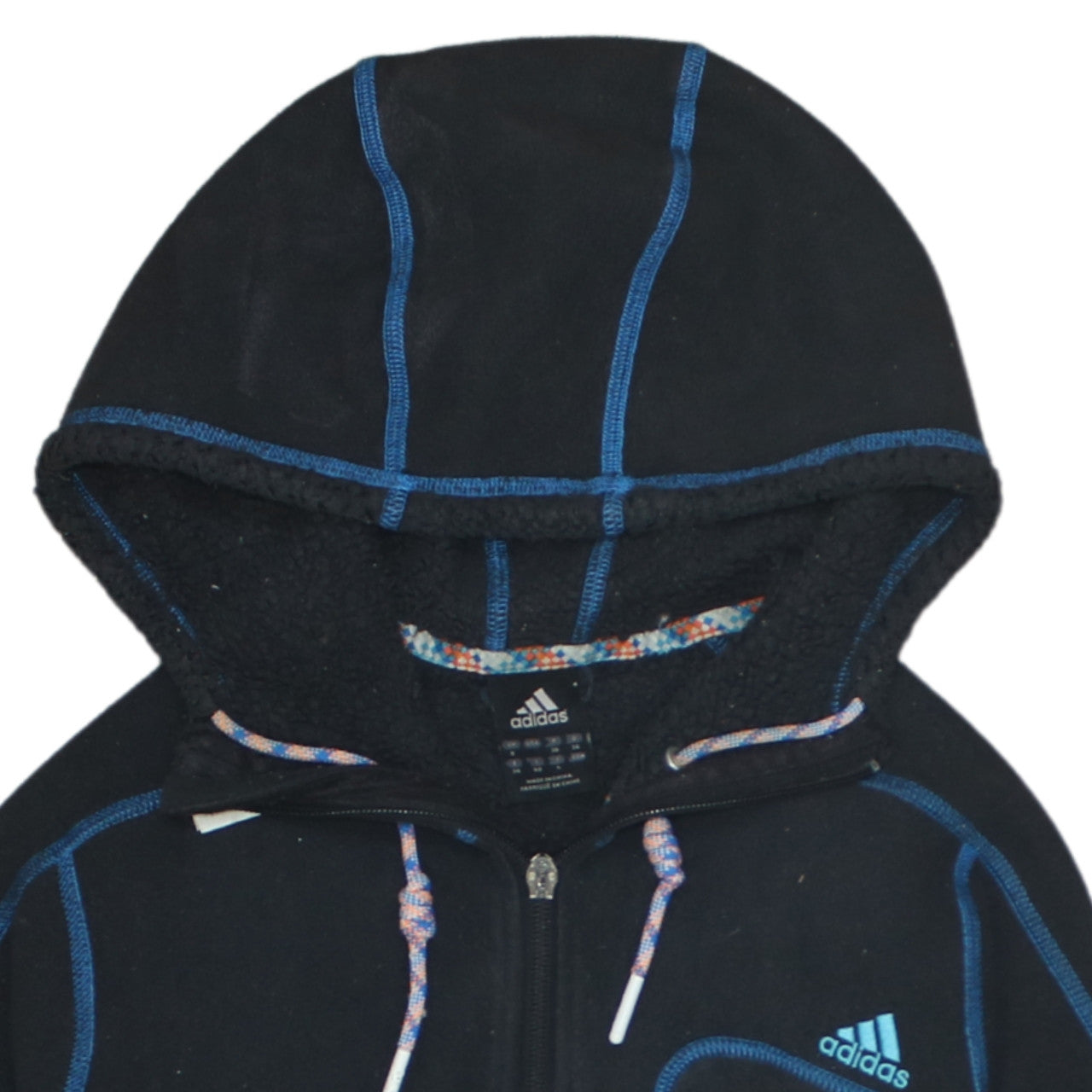 Adidas Women's Black Full Zip Hooded Fleece Jacket Size S