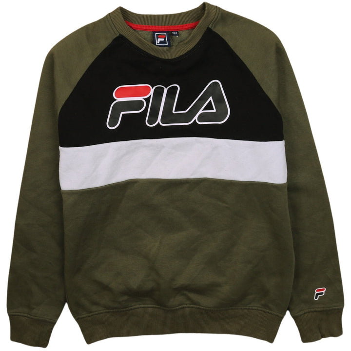 Fila Boys Khaki Black Colourblock Crew Neck Sweatshirt Size 152 cm