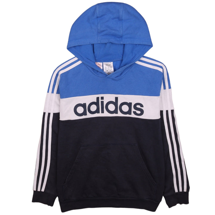 Adidas Boys Blue Colourblock Pullover Hoodie Size 13-14 Years