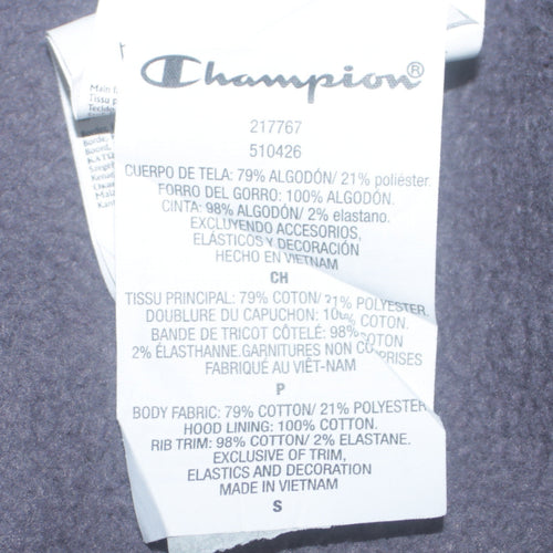 Champion Men's Grey Full Zip Logo Hoodie Sweatshirt Size S