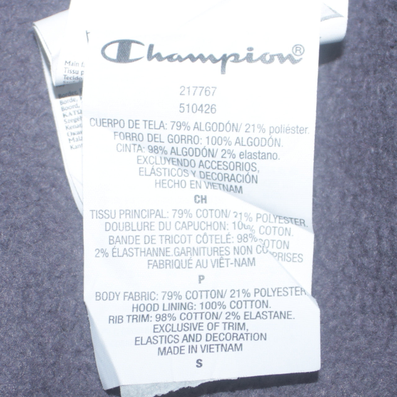 Champion Men's Grey Full Zip Logo Hoodie Sweatshirt Size S
