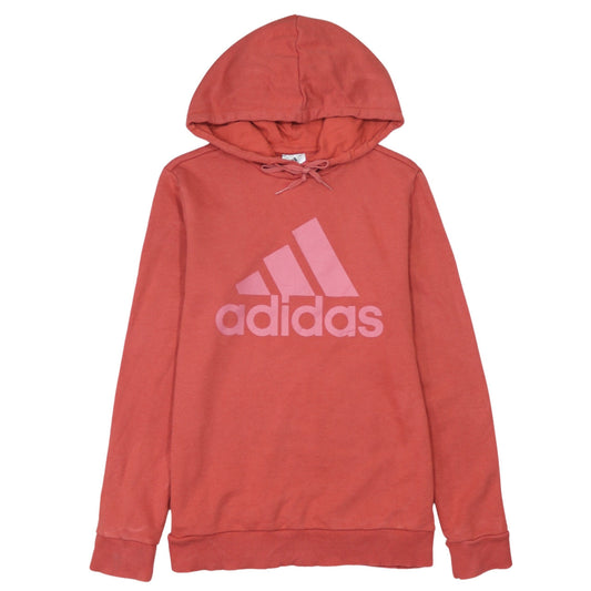 Adidas Womens Coral Pink Hoodie Size 12-14 Medium Pullover Hooded Sweatshirt