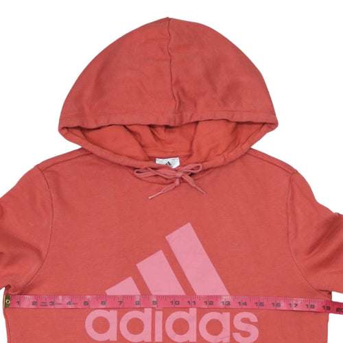 Adidas Womens Coral Pink Hoodie Size 12-14 Medium Pullover Hooded Sweatshirt
