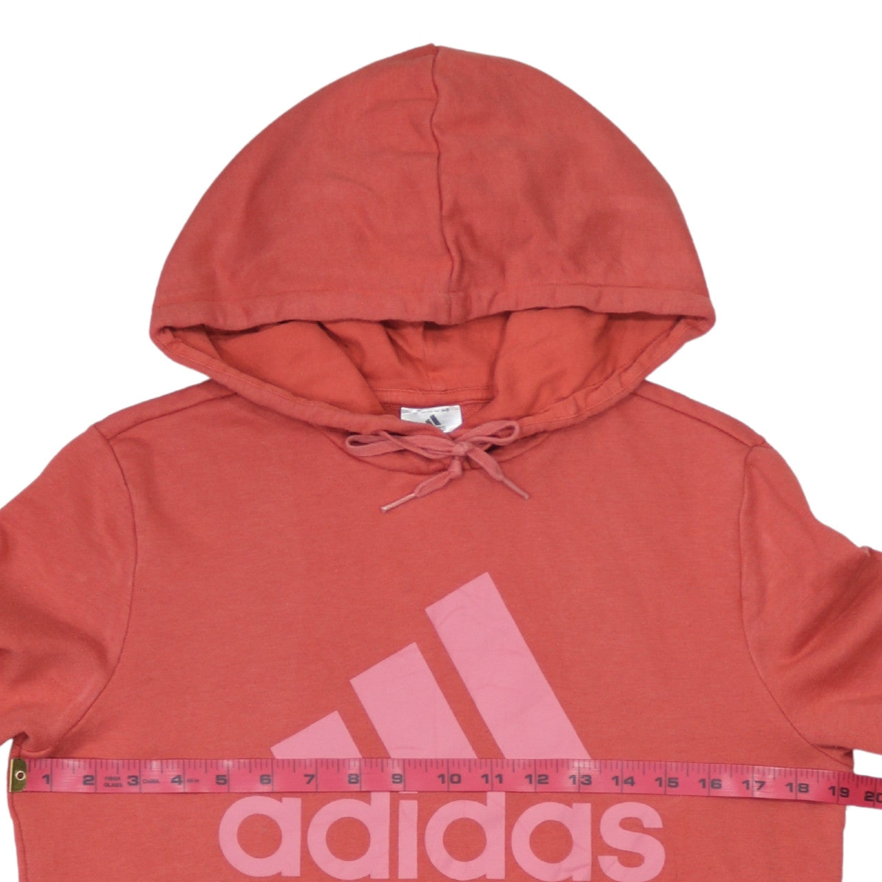 Adidas Womens Coral Pink Hoodie Size 12-14 Medium Pullover Hooded Sweatshirt