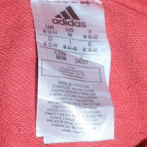 Adidas Womens Coral Pink Hoodie Size 12-14 Medium Pullover Hooded Sweatshirt