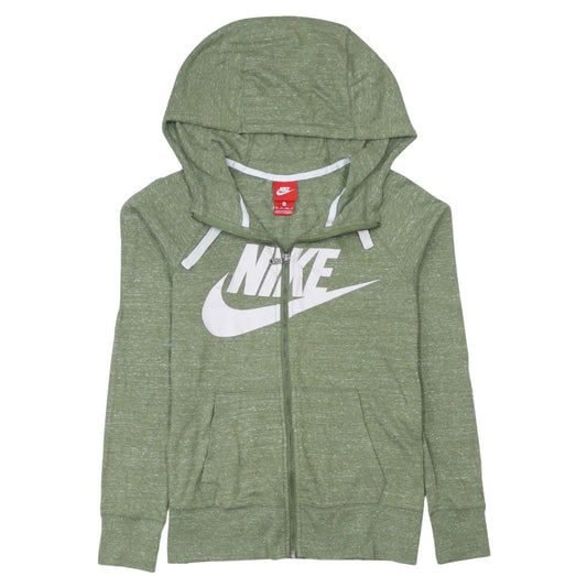 Nike Womens XS Green Full Zip Hoodie Sweatshirt Lightweight Cotton Blend
