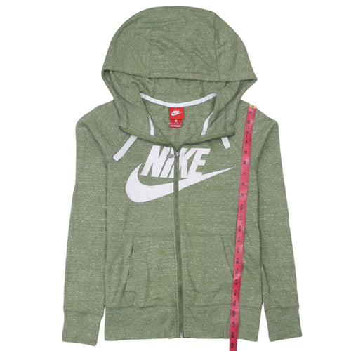 Nike Womens XS Green Full Zip Hoodie Sweatshirt Lightweight Cotton Blend