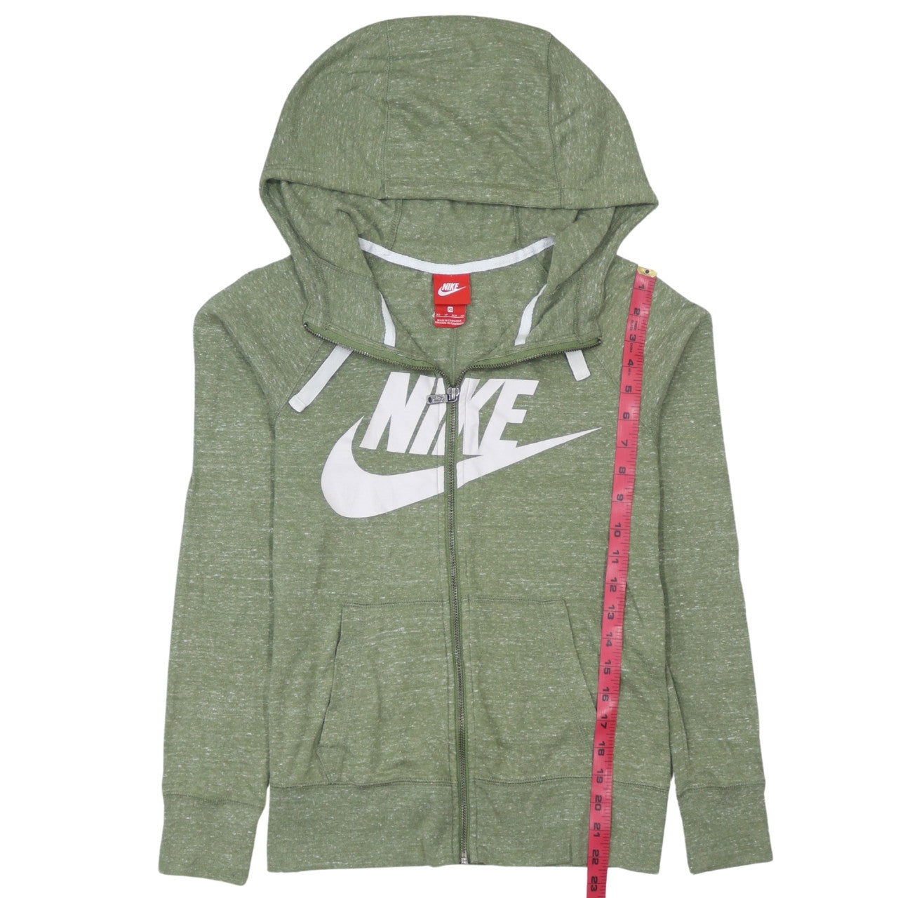 Nike Womens XS Green Full Zip Hoodie Sweatshirt Lightweight Cotton Blend