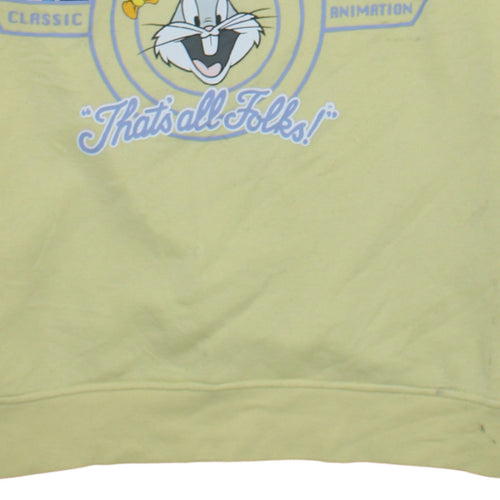 Looney Tunes Women's Yellow Crew Neck Sweatshirt Size S Bugs Bunny Design