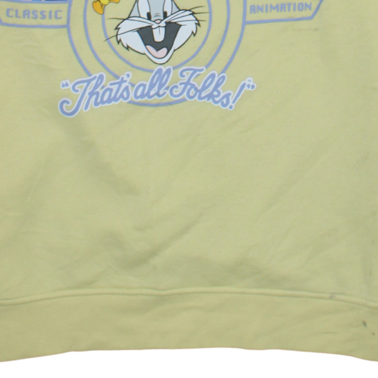 Looney Tunes Women's Yellow Crew Neck Sweatshirt Size S Bugs Bunny Design
