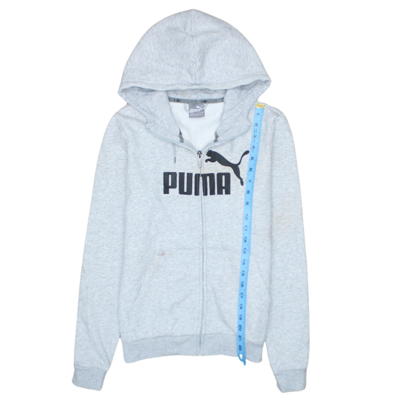 Puma Women Grey Full Zip Hooded Sweatshirt Size 12 Cotton Blend