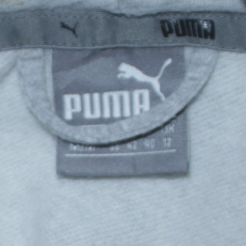 Puma Women Grey Full Zip Hooded Sweatshirt Size 12 Cotton Blend