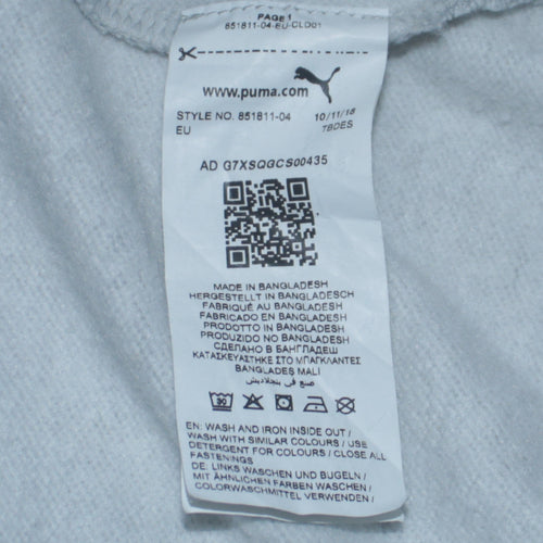 Puma Women Grey Full Zip Hooded Sweatshirt Size 12 Cotton Blend