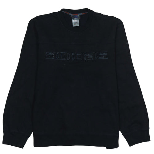 Adidas Mens Black Medium Pullover Sweatshirt Retro Logo Fleece