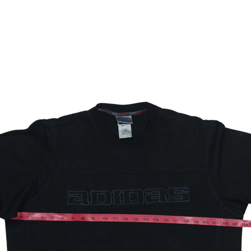 Adidas Mens Black Medium Pullover Sweatshirt Retro Logo Fleece