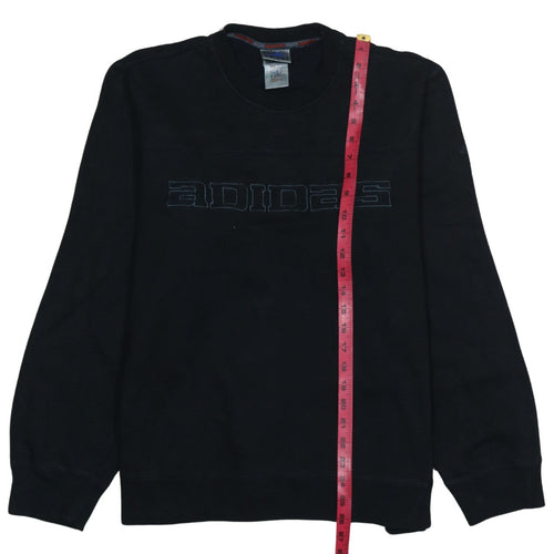 Adidas Mens Black Medium Pullover Sweatshirt Retro Logo Fleece