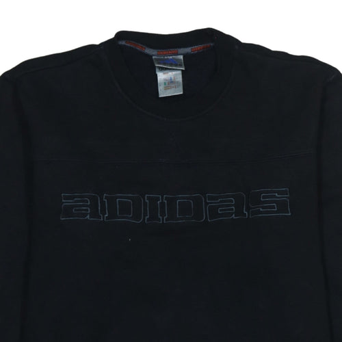 Adidas Mens Black Medium Pullover Sweatshirt Retro Logo Fleece