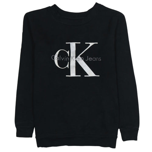 Calvin Klein Jeans Womens Black Small Logo Crew Neck Sweatshirt