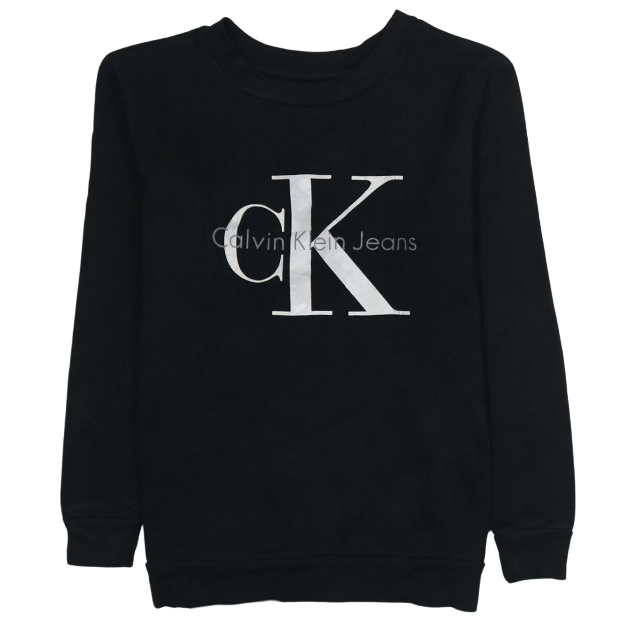 Calvin Klein Jeans Womens Black Small Logo Crew Neck Sweatshirt