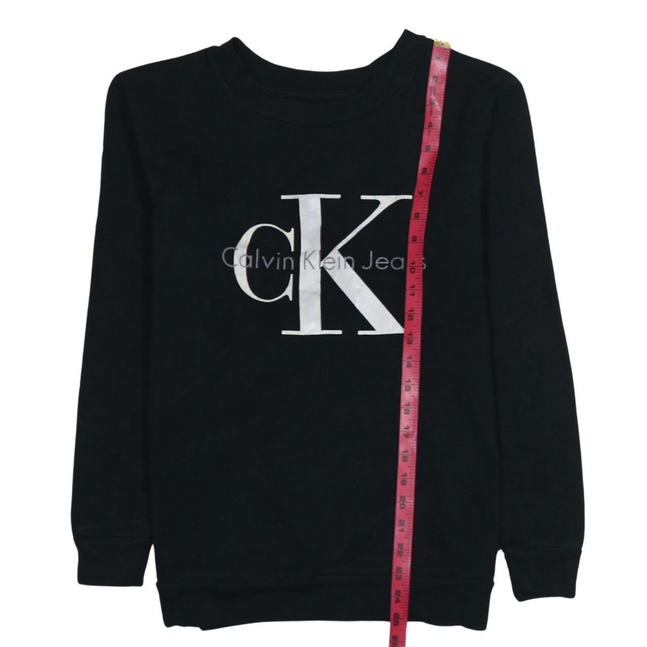 Calvin Klein Jeans Womens Black Small Logo Crew Neck Sweatshirt