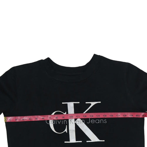 Calvin Klein Jeans Womens Black Small Logo Crew Neck Sweatshirt