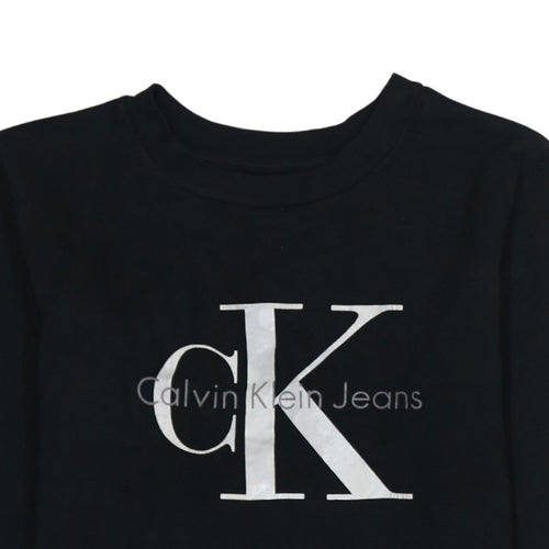 Calvin Klein Jeans Womens Black Small Logo Crew Neck Sweatshirt