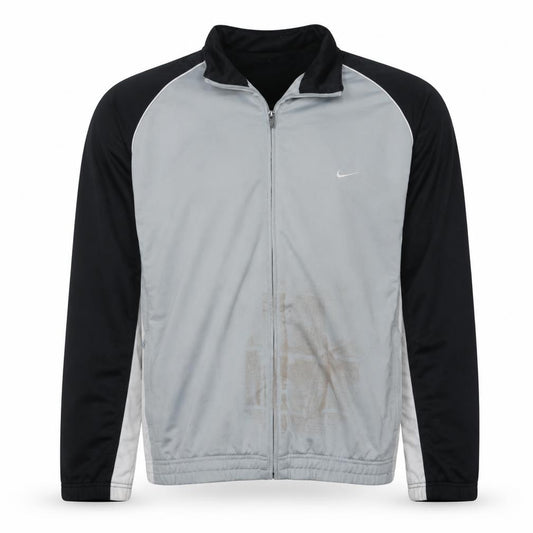 Front view of Nike men’s black grey xl track jacket full zip activewear