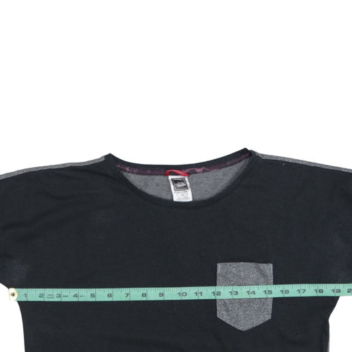 The North Face Womens Black Grey Crew Neck Colourblock T-Shirt S