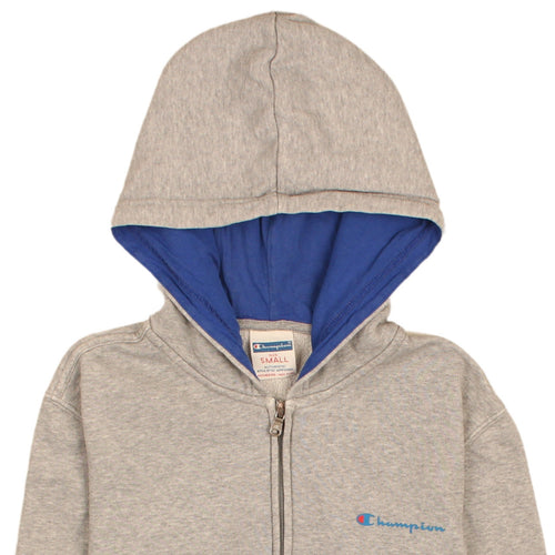 Champion Men's Grey Small Full Zip Hoodie with Blue Lining