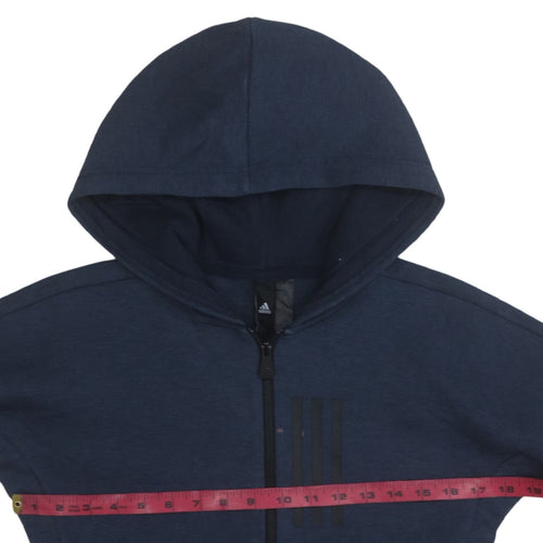 Adidas Womens Navy Blue Full Zip Hoodie Size 12-14 M Cotton Blend