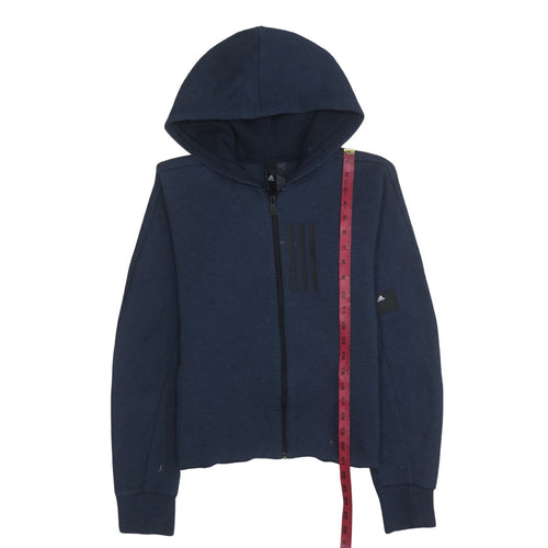Adidas Womens Navy Blue Full Zip Hoodie Size 12-14 M Cotton Blend