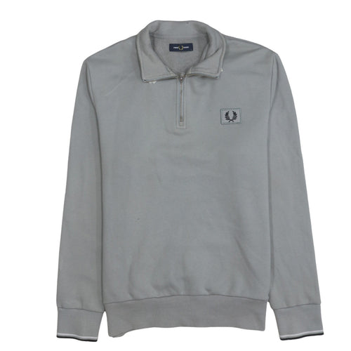 Fred Perry Men's Grey L 1/4 Zip Cotton Sweatshirt