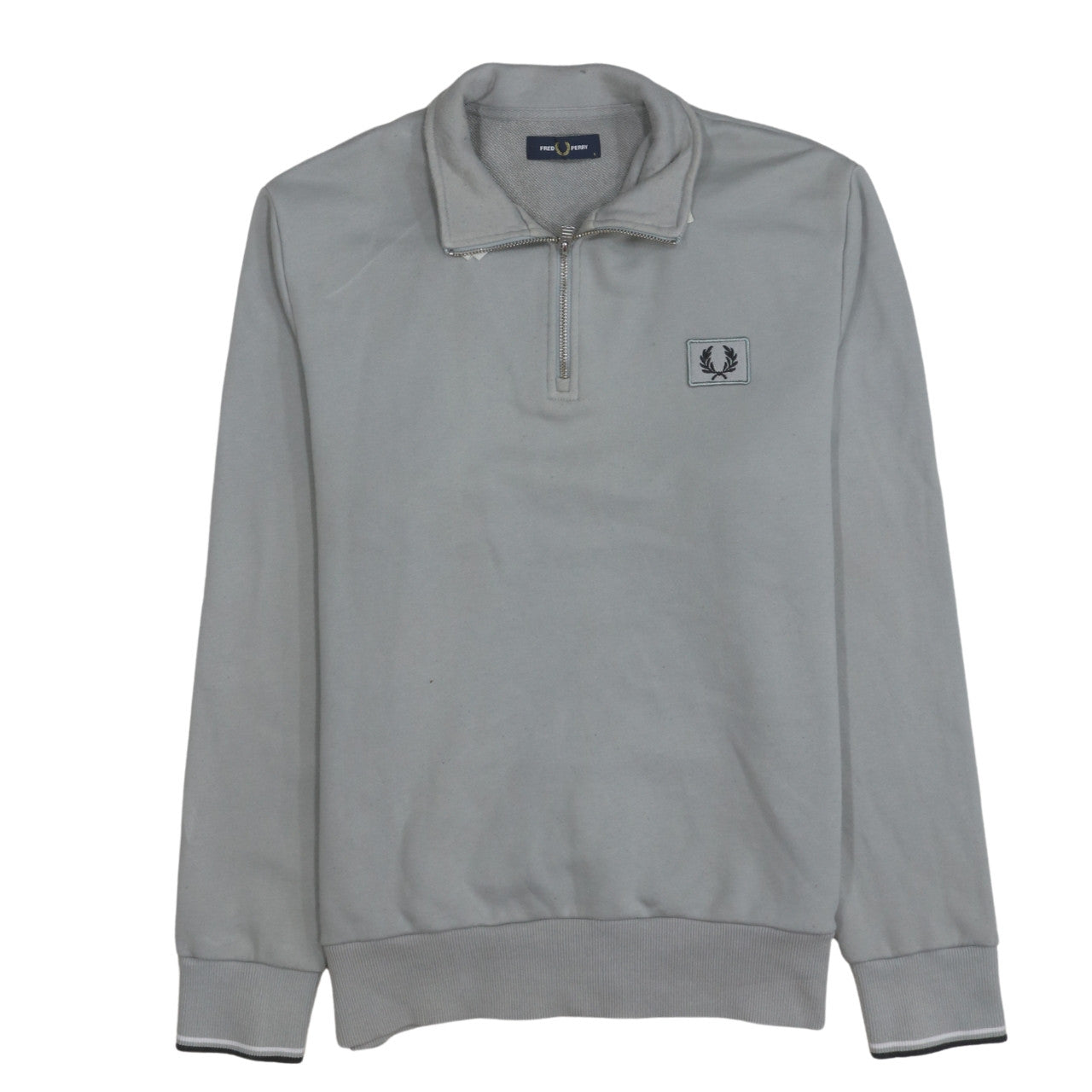 Fred Perry Men's Grey L 1/4 Zip Cotton Sweatshirt