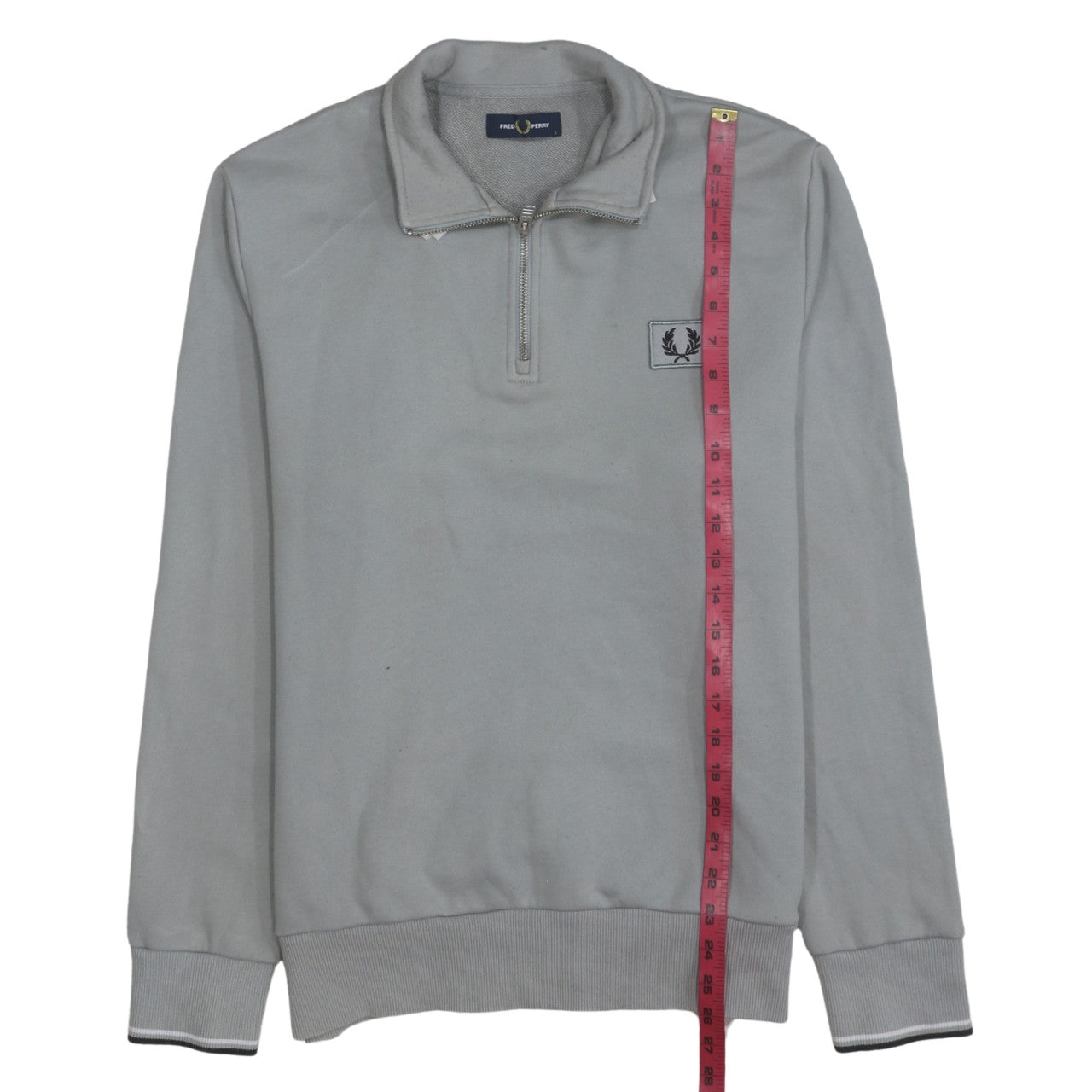 Fred Perry Men's Grey L 1/4 Zip Cotton Sweatshirt