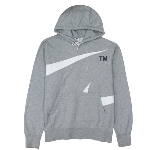 Nike Women Grey Pullover Hoodie Large Cotton Blend Logo Design