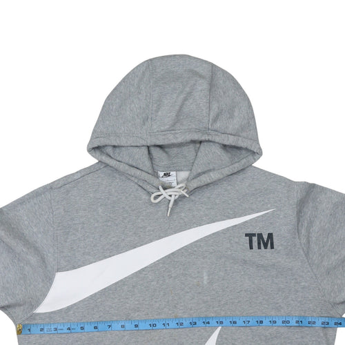 Nike Women Grey Pullover Hoodie Large Cotton Blend Logo Design