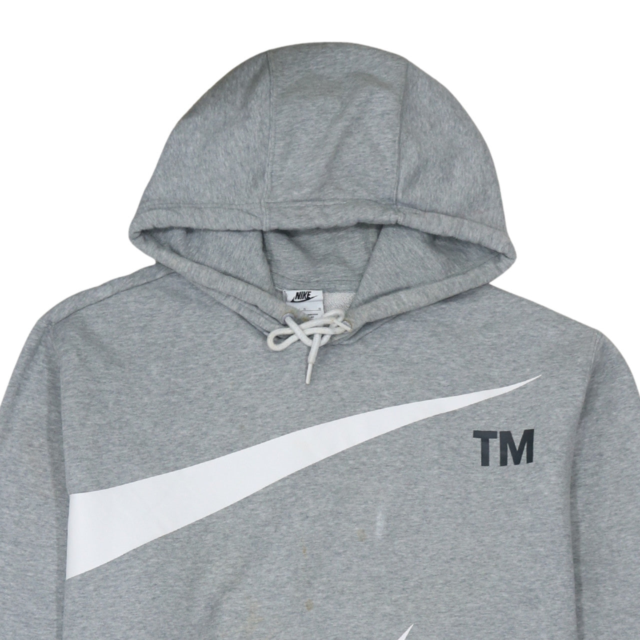 Nike Women Grey Pullover Hoodie Large Cotton Blend Logo Design