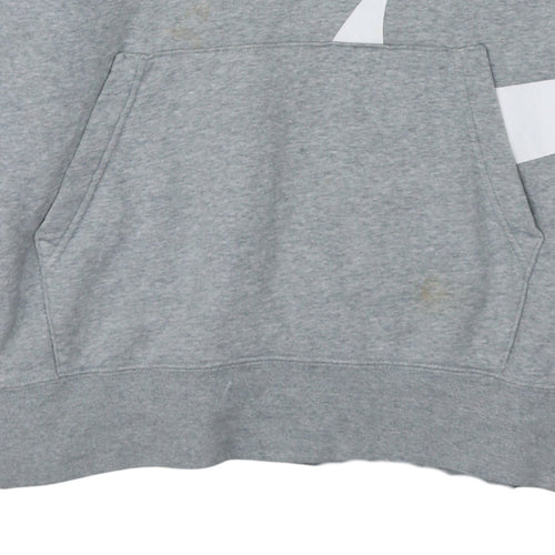 Nike Women Grey Pullover Hoodie Large Cotton Blend Logo Design