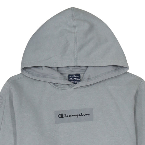 Champion Boys Grey 2XL Hoodie Pullover Cotton Blend Logo Sweatshirt