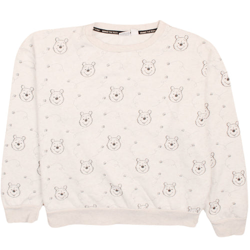 Disney Women Beige Winnie the Pooh Pullover Sweatshirt Size L