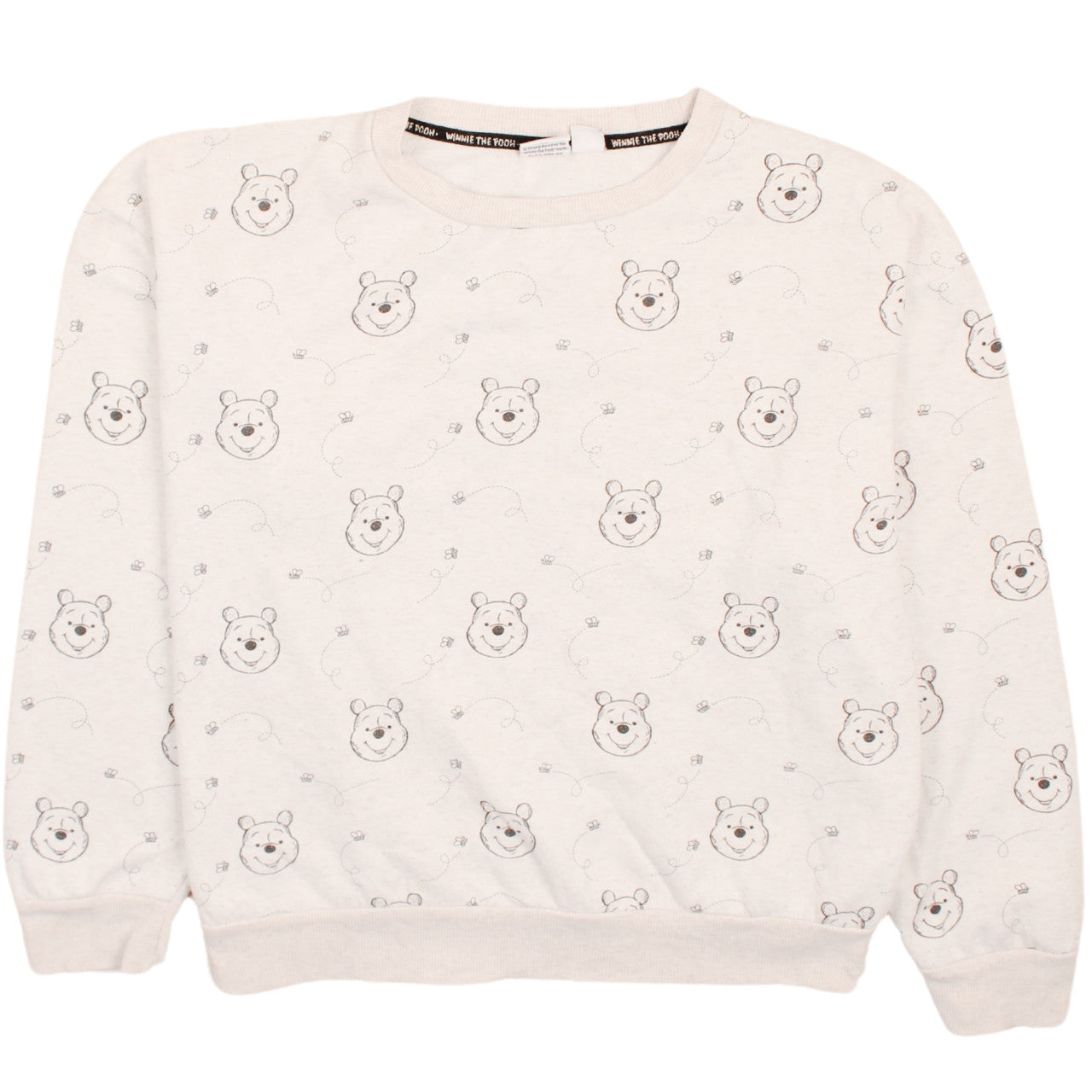 Disney Women Beige Winnie the Pooh Pullover Sweatshirt Size L